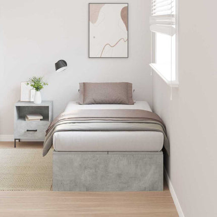 Seng med opbevaring Beton Grå 90 x 200 cm Konstrueret træ