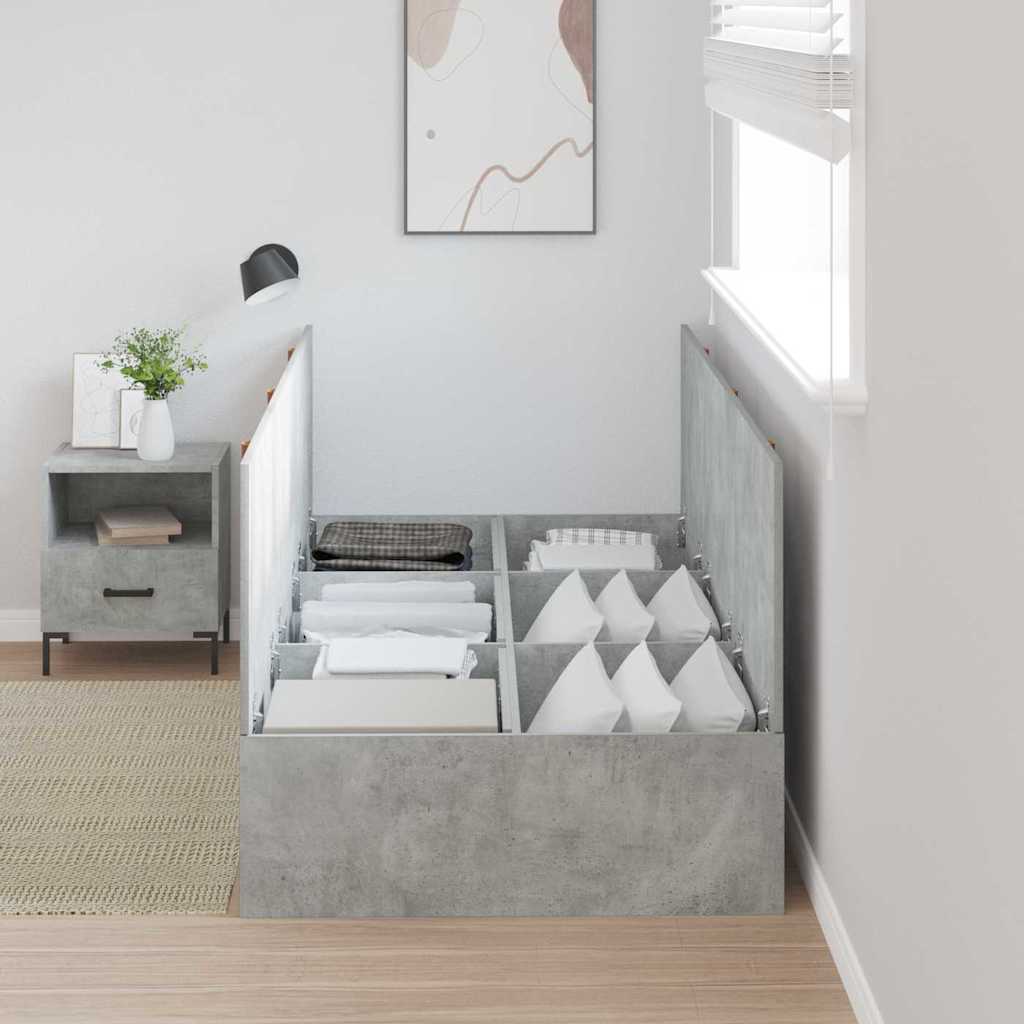 Seng med opbevaring Beton Grå 90 x 200 cm Konstrueret træ