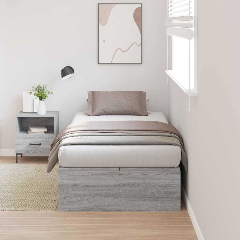 Seng med opbevaring Grå Sonoma 90 x 200 cm Konstrueret træ