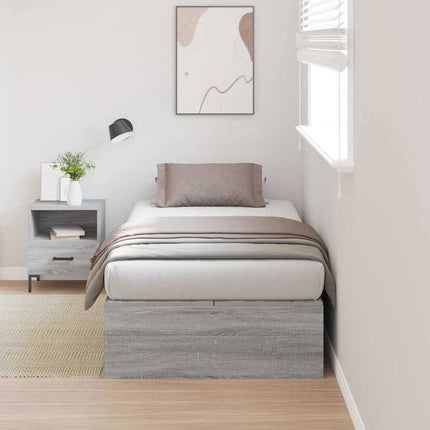 Seng med opbevaring Grå Sonoma 90 x 200 cm Konstrueret træ