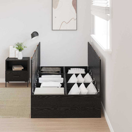 Seng med opbevaring Sort eg 100 x 200 cm Konstrueret træ