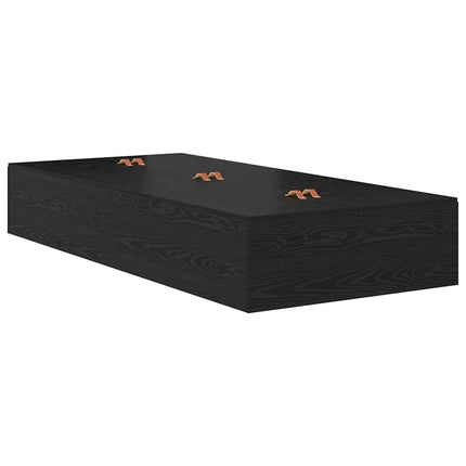 Seng med opbevaring Sort eg 100 x 200 cm Konstrueret træ