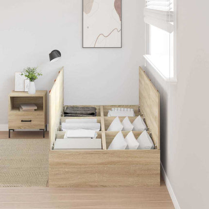 Seng med opbevaring Sonoma eg 100 x 200 cm Konstrueret træ