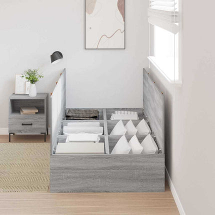 Seng med opbevaring Grå Sonoma 100 x 200 cm Konstrueret træ