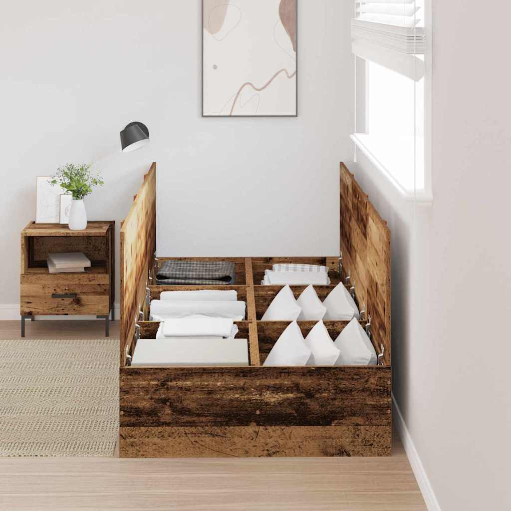 Seng med opbevaring Gammelt træ 100 x 200 cm Konstrueret træ