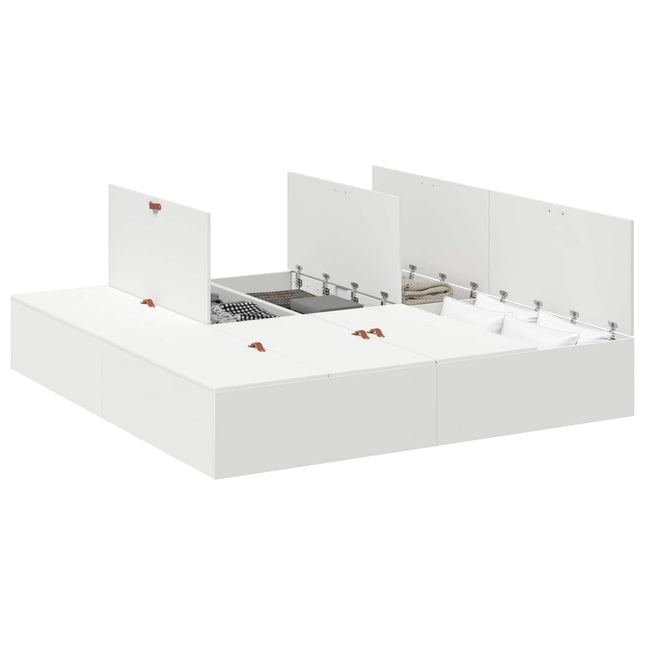 Seng med opbevaring Hvid 200 x 200 cm Konstrueret træ