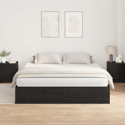 Seng med opbevaring Sort eg 200 x 200 cm Konstrueret træ