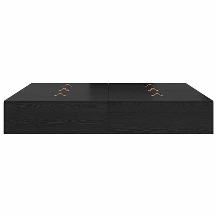 Seng med opbevaring Sort eg 200 x 200 cm Konstrueret træ