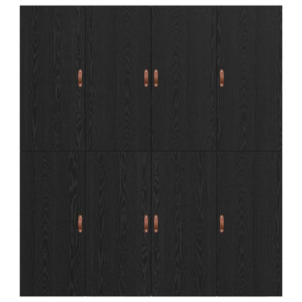 Seng med opbevaring Sort eg 200 x 200 cm Konstrueret træ