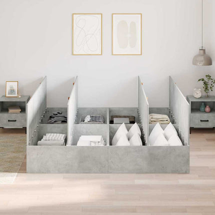 Seng med opbevaring Beton Grå 200 x 200 cm Konstrueret træ