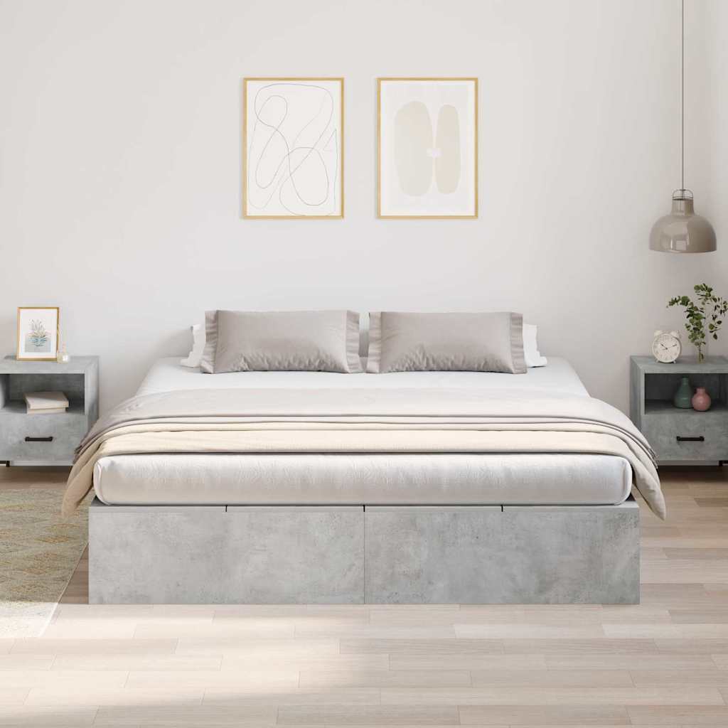 Seng med opbevaring Beton Grå 200 x 200 cm Konstrueret træ