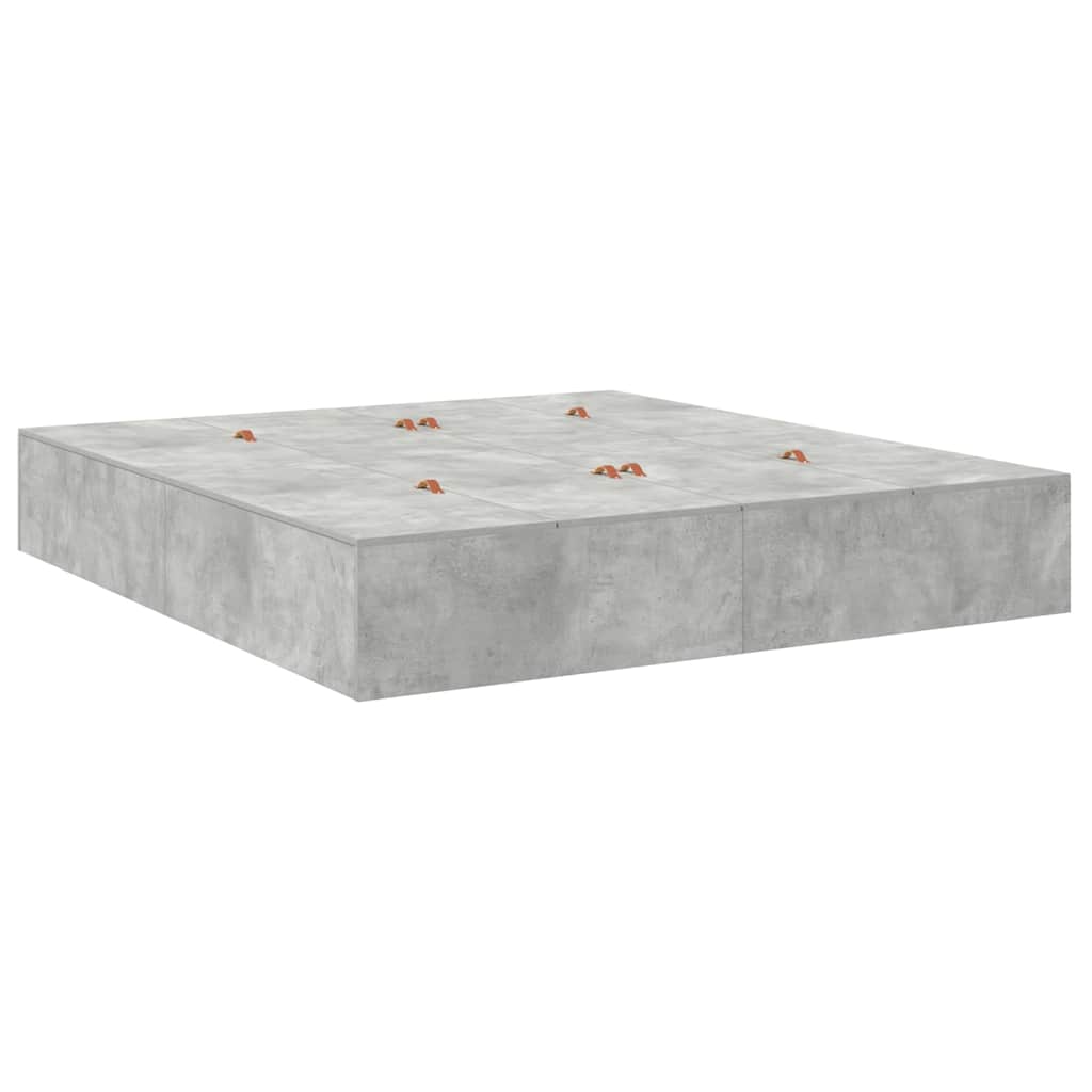 Seng med opbevaring Beton Grå 200 x 200 cm Konstrueret træ