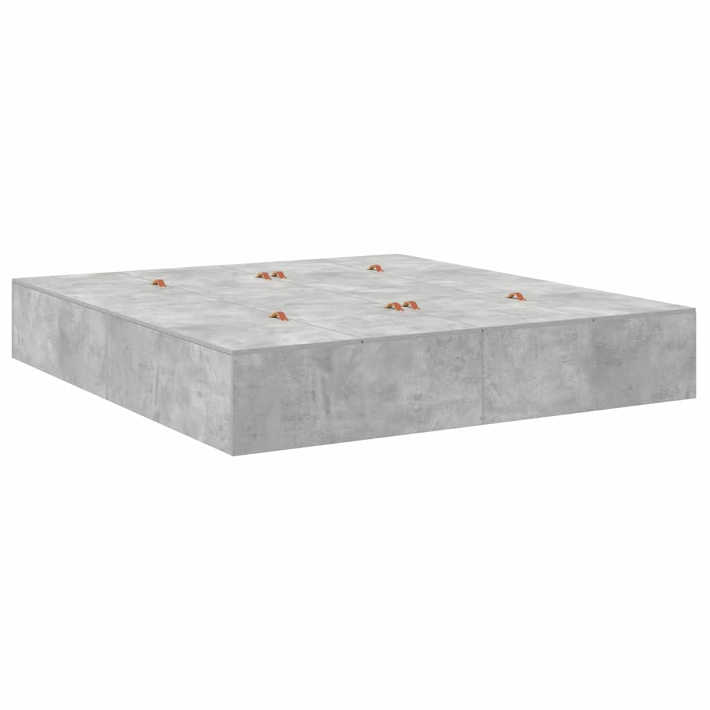Seng med opbevaring Beton Grå 200 x 200 cm Konstrueret træ