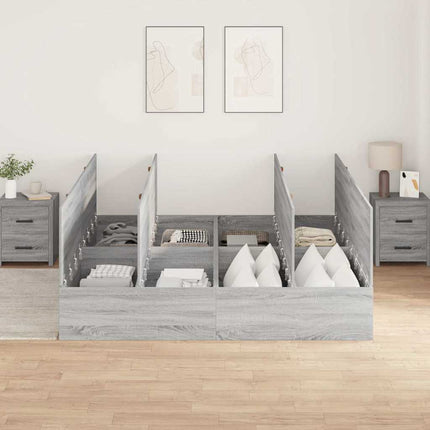 Seng med opbevaring Grå Sonoma 200 x 200 cm Konstrueret træ