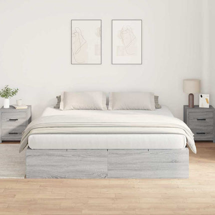 Seng med opbevaring Grå Sonoma 200 x 200 cm Konstrueret træ