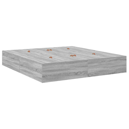 Seng med opbevaring Grå Sonoma 200 x 200 cm Konstrueret træ