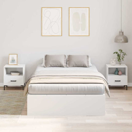 Seng med opbevaring Hvid 120 x 200 cm Konstrueret træ