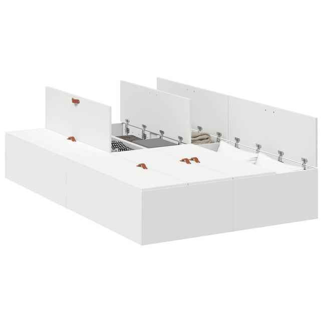 Seng med opbevaring Hvid 120 x 200 cm Konstrueret træ