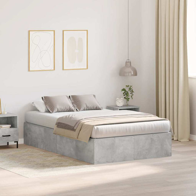 Seng med opbevaring Beton Grå 120 x 200 cm Konstrueret træ