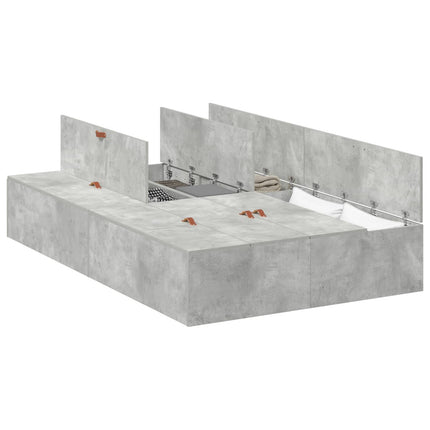 Seng med opbevaring Beton Grå 120 x 200 cm Konstrueret træ