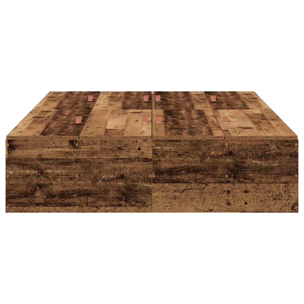 Seng med opbevaring Gammelt træ 120 x 200 cm Konstrueret træ