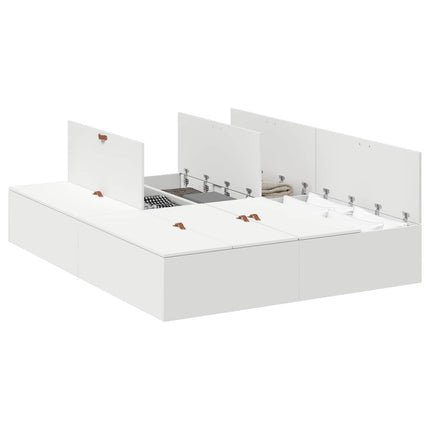 Seng med opbevaring med dør Hvid 140 x 200 cm Konstrueret træ