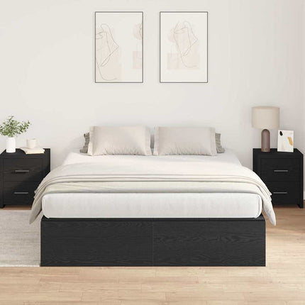 Seng med opbevaring Sort eg 140 x 200 cm Konstrueret træ