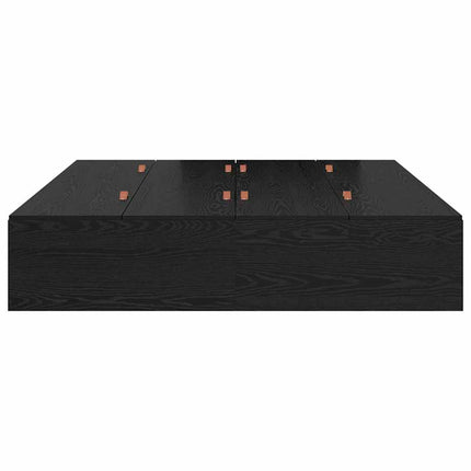 Seng med opbevaring Sort eg 140 x 200 cm Konstrueret træ
