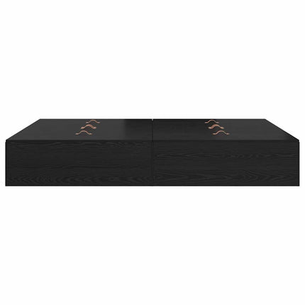 Seng med opbevaring Sort eg 140 x 200 cm Konstrueret træ
