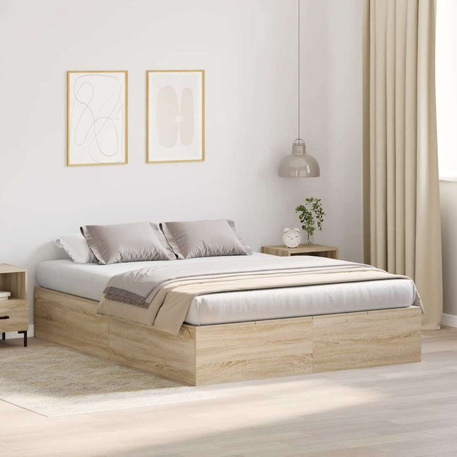 Seng med opbevaring Sonoma eg 150 x 200 cm Konstrueret træ