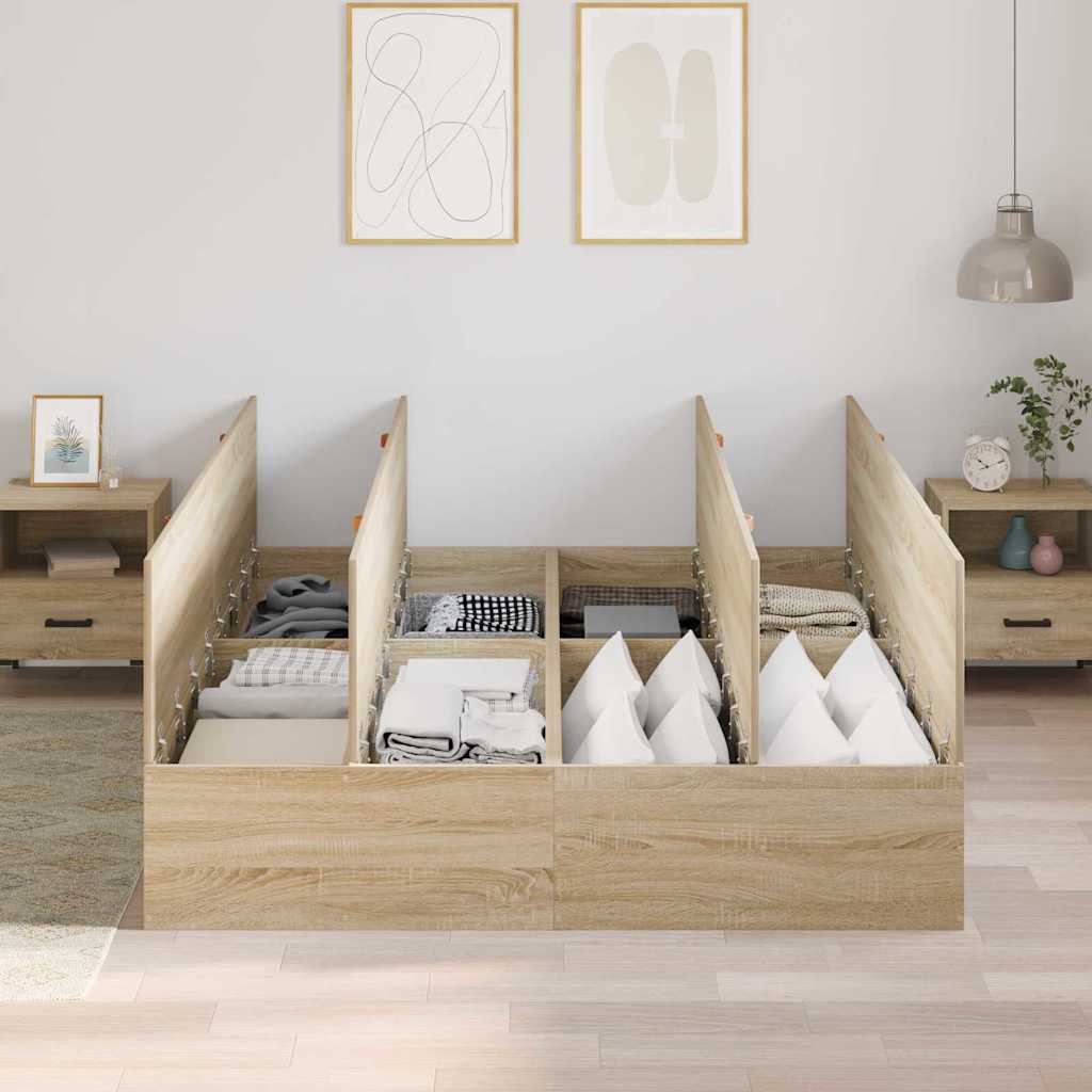 Seng med opbevaring Sonoma eg 150 x 200 cm Konstrueret træ