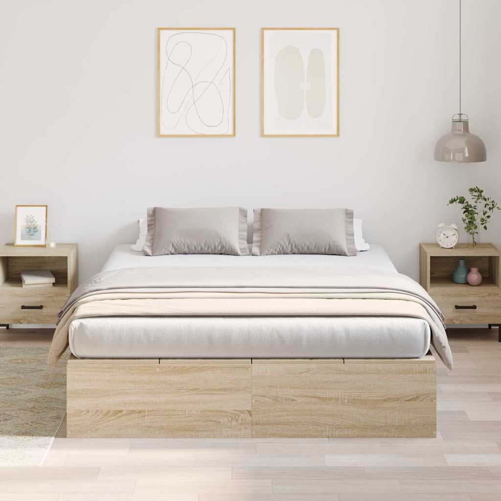 Seng med opbevaring Sonoma eg 150 x 200 cm Konstrueret træ