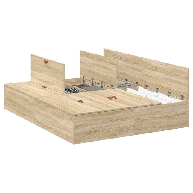Seng med opbevaring Sonoma eg 150 x 200 cm Konstrueret træ