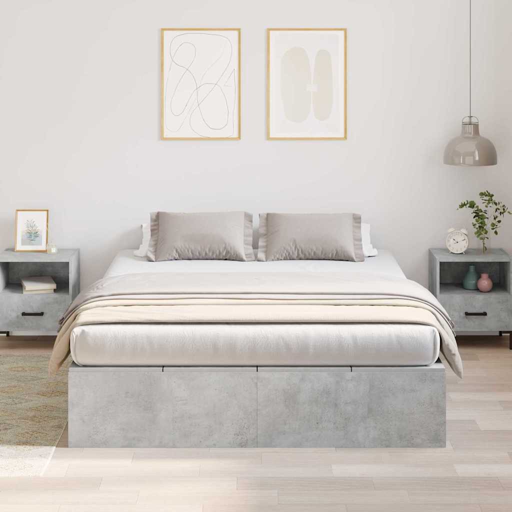 Seng med opbevaring Beton Grå 150 x 200 cm Konstrueret træ
