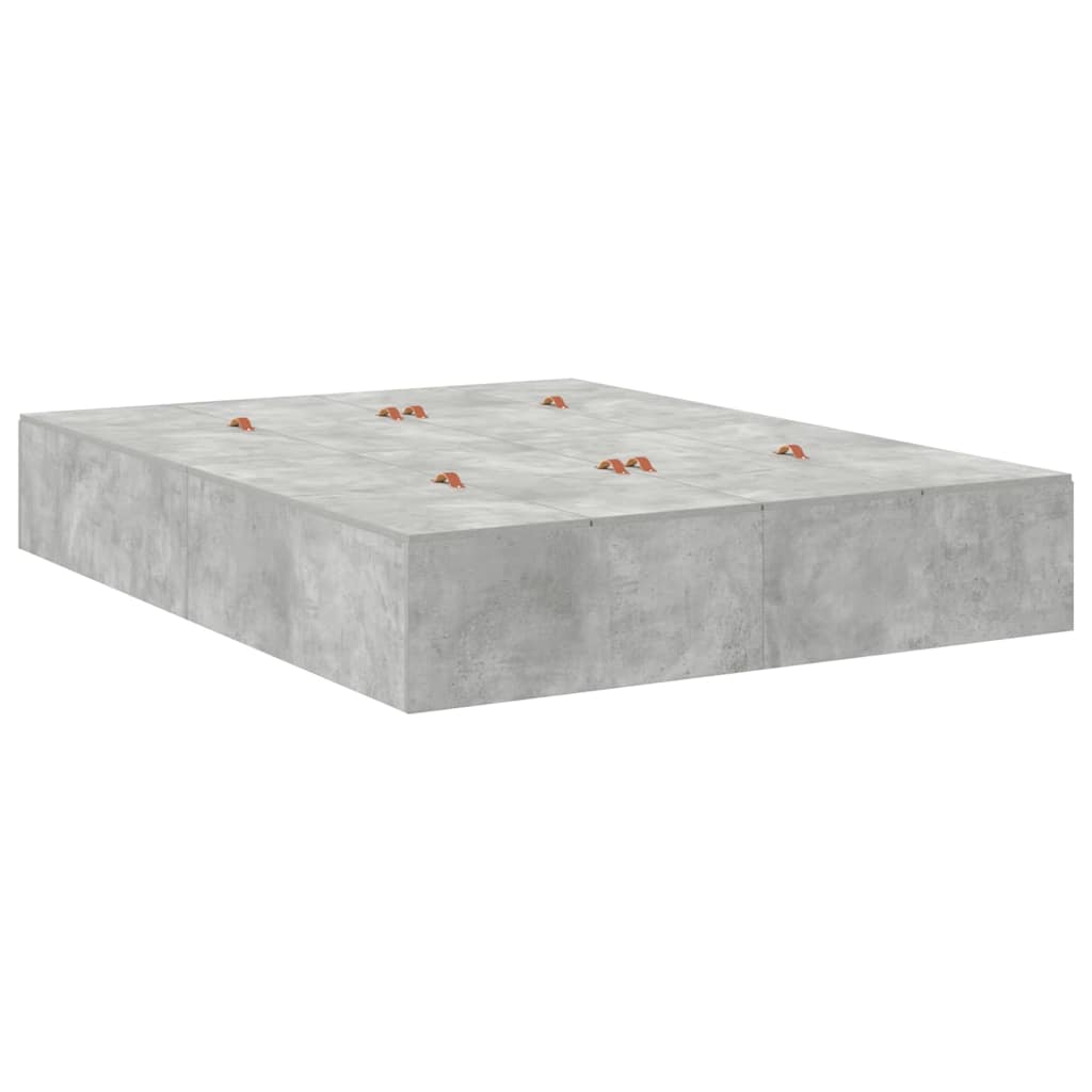 Seng med opbevaring Beton Grå 150 x 200 cm Konstrueret træ