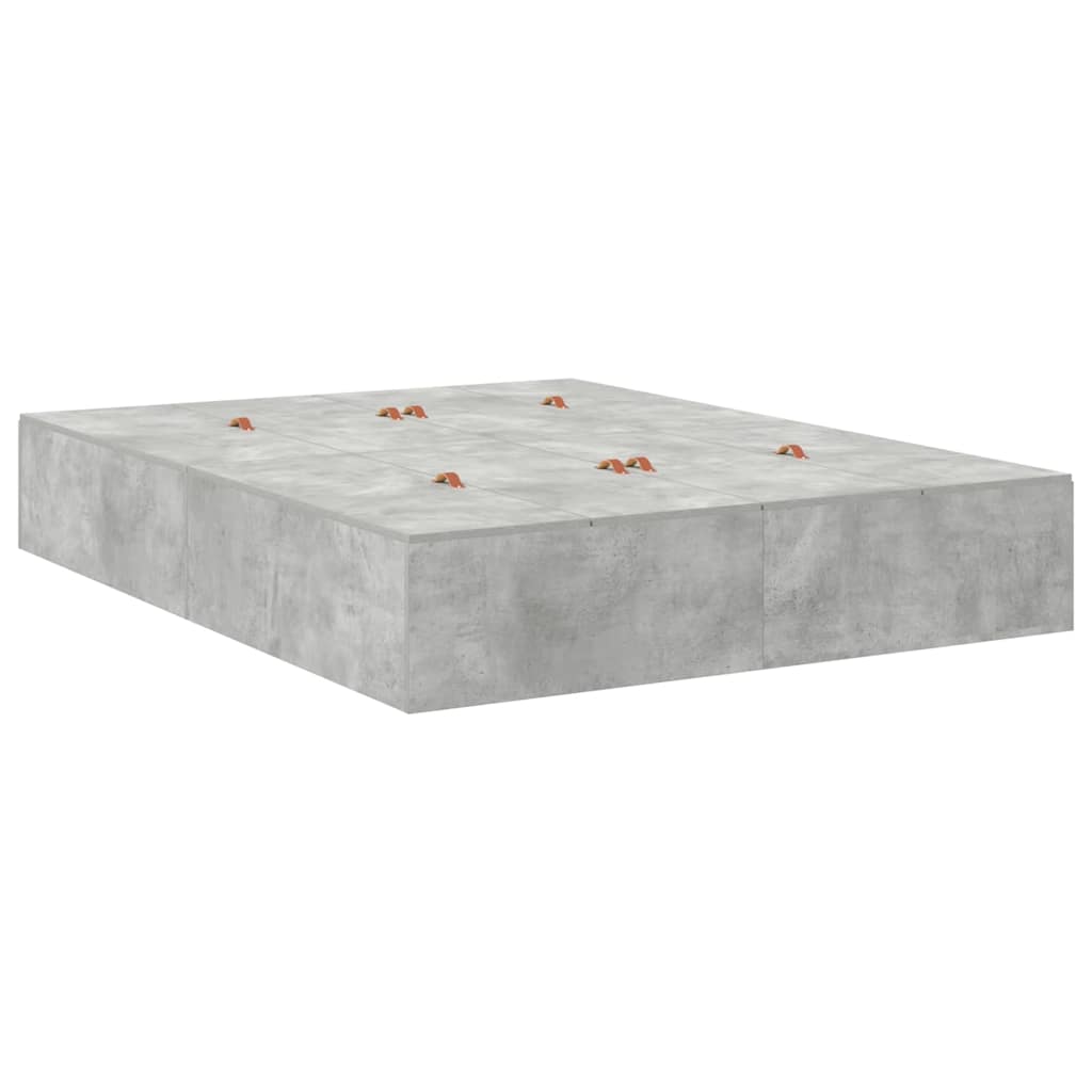 Seng med opbevaring Beton Grå 150 x 200 cm Konstrueret træ
