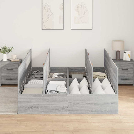 Seng med opbevaring Grå Sonoma 150 x 200 cm Konstrueret træ