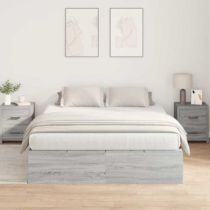 Seng med opbevaring Grå Sonoma 150 x 200 cm Konstrueret træ