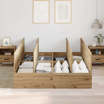 Seng med opbevaring Artisan Egetræ 150 x 200 cm Konstrueret træ
