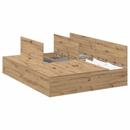 Seng med opbevaring Artisan Egetræ 150 x 200 cm Konstrueret træ