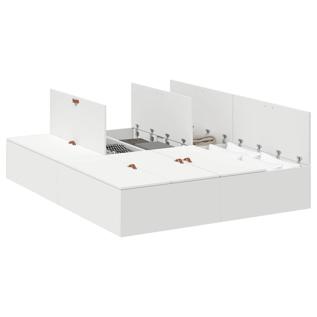 Seng med opbevaring Hvid 160 x 200 cm Konstrueret træ