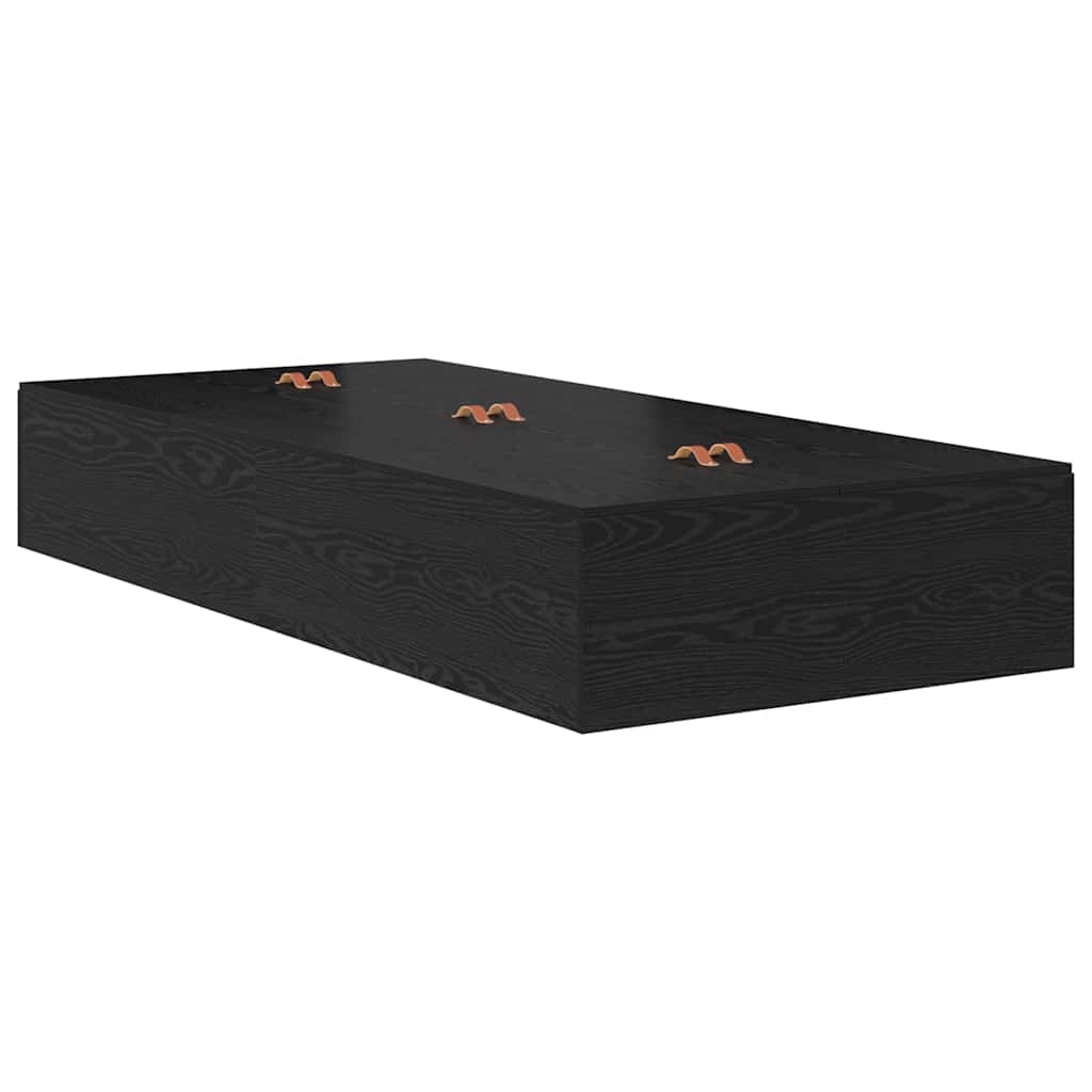 Seng med opbevaring Sort eg 70 x 190 cm Konstrueret træ