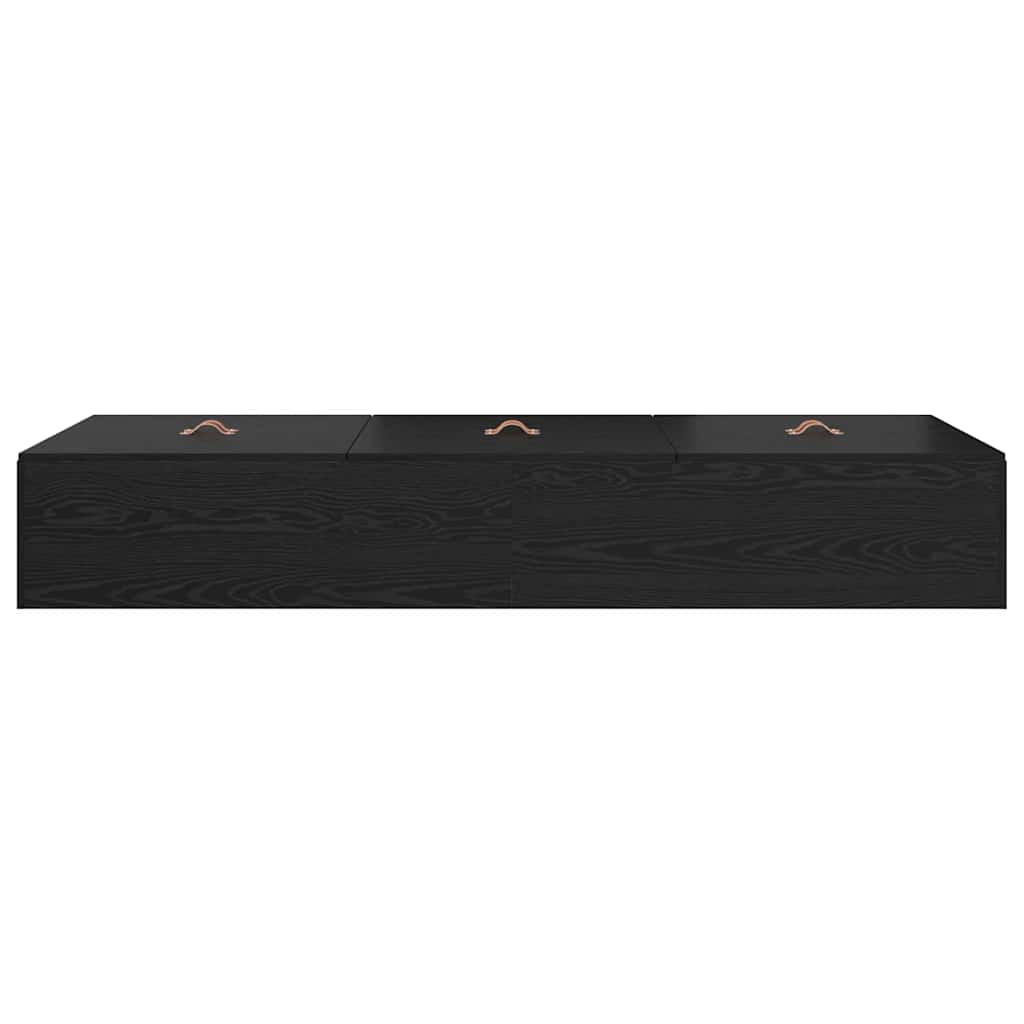 Seng med opbevaring Sort eg 70 x 190 cm Konstrueret træ