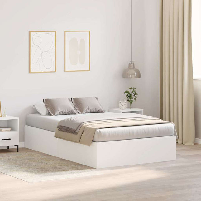 Seng med opbevaring Hvid 120 x 190 cm Konstrueret træ