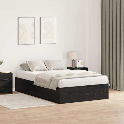 Seng med opbevaring Sort eg 120 x 190 cm Konstrueret træ