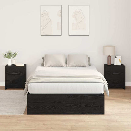 Seng med opbevaring Sort eg 120 x 190 cm Konstrueret træ