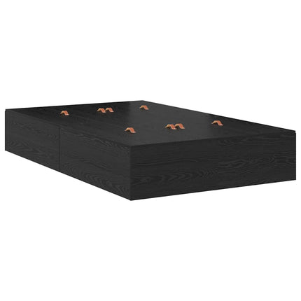 Seng med opbevaring Sort eg 120 x 190 cm Konstrueret træ