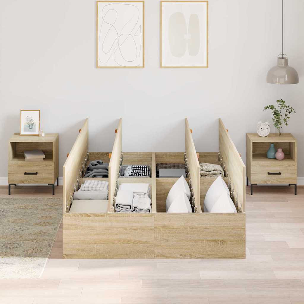 Seng med opbevaring Sonoma eg 120 x 190 cm Konstrueret træ