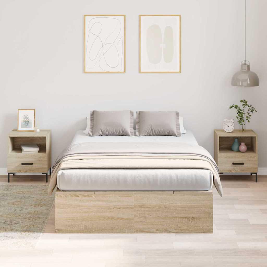 Seng med opbevaring Sonoma eg 120 x 190 cm Konstrueret træ