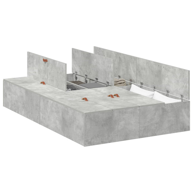 Seng med opbevaring Beton Grå 120 x 190 cm Konstrueret træ